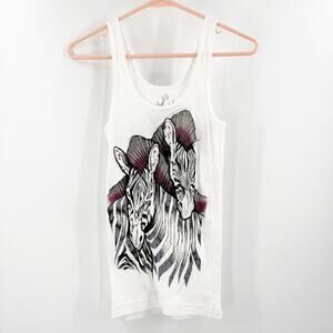 Key Closet Tank Top Size Medium NEW Zebra Ribbed Y2K Style 2000s Cotton USA